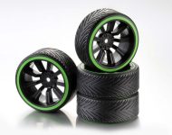 ABSIMA WHEEL SET DRIFT 10-SPOKE "PROFILE A" RIM BLACK/RING BLUE 1:10 (4) 2510051